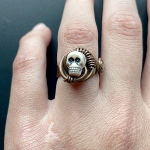Handmade copper skull ring